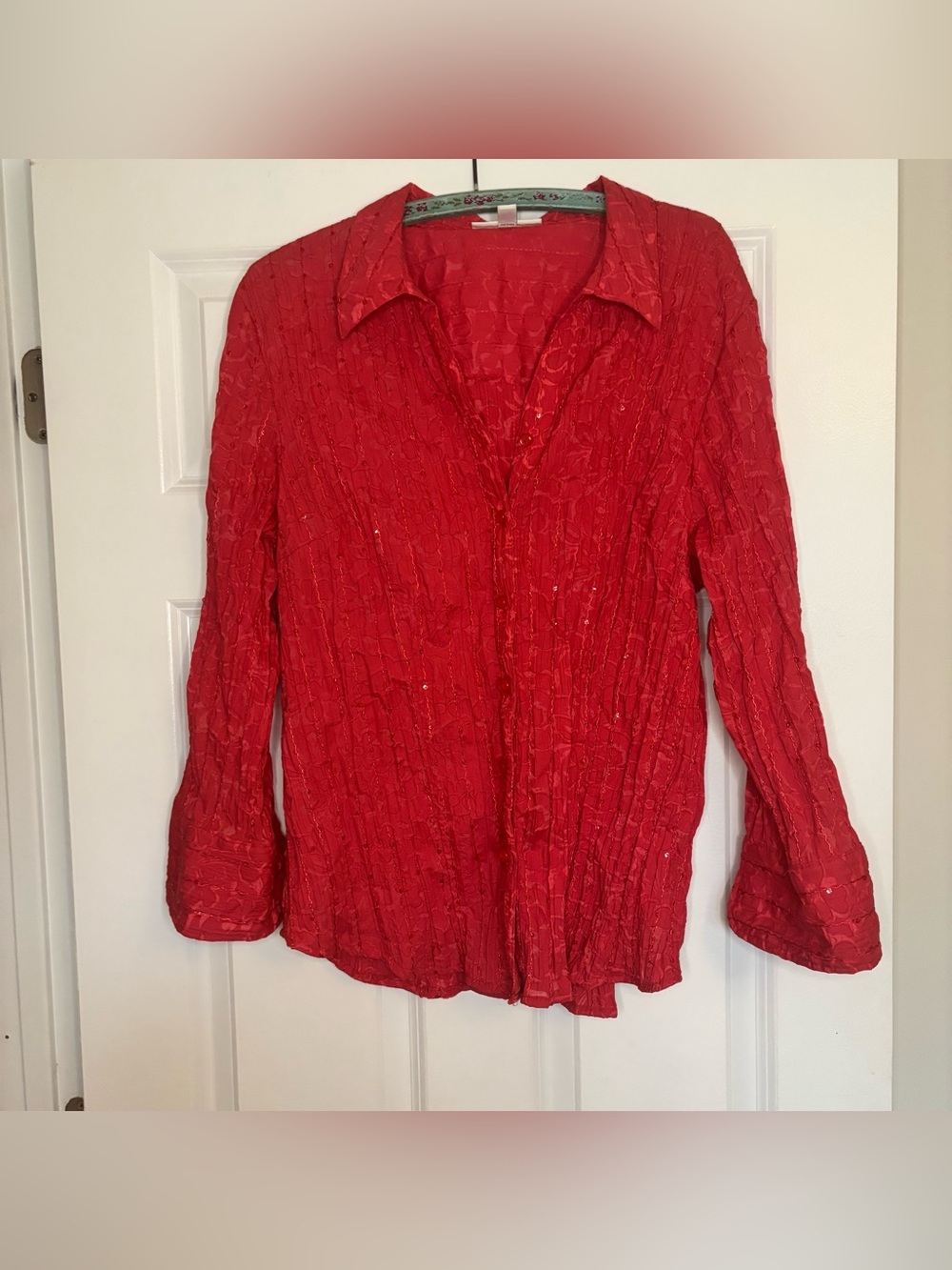JM Collection Y2K sequin floral blouse pink plus size XL 16/18
